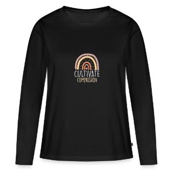 Cultiver la compassion Mitgefühl Kultivieren - T-shirt manches longues Premium bio Femme - noir - Devant - Julia (174cm)
