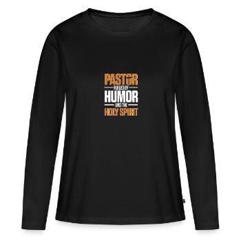 Un pasteur alimenté par l’humour pour les pasteurs - T-shirt manches longues Premium bio Femme - noir - Devant - Julia (174cm)