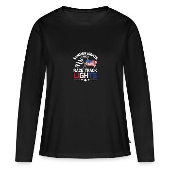 Nuits d’été et lumières de piste de course Simulateur de course - T-shirt manches longues Premium bio Femme - noir - Devant - Julia (174cm)