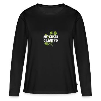 Me Gusta Cilantro Koriander Liebe - Frauen Premium Bio Langarmshirt - Schwarz - Vorne - Julia (174cm)
