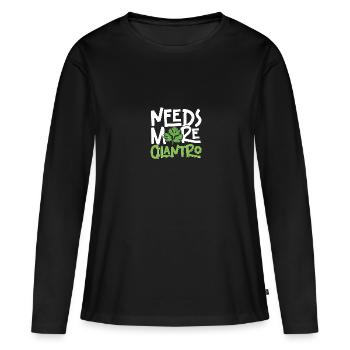 Needs More Cilantro Koriander Liebe - Frauen Premium Bio Langarmshirt - Schwarz - Vorne - Julia (174cm)