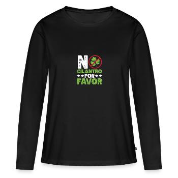 Pas de coriandre pour favoriser l’aversion à la coriandre - T-shirt manches longues Premium bio Femme - noir - Devant - Julia (174cm)