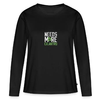 Needs More Cilantro Koriander Liebe - Frauen Premium Bio Langarmshirt - Schwarz - Vorne - Julia (174cm)