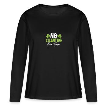 Pas de coriandre pour favoriser l’aversion à la coriandre - T-shirt manches longues Premium bio Femme - noir - Devant - Julia (174cm)