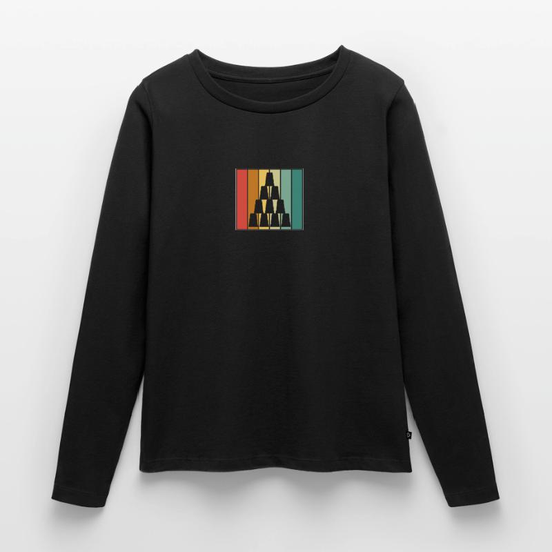 Stack Pyramide Sport Speed Cup Stacker Stacking Frauen Premium Bio Langarmshirt