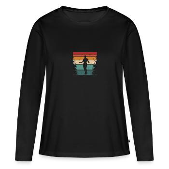 Springseil Seilspringen - Frauen Premium Bio Langarmshirt - Schwarz - Vorne - Julia (174cm)