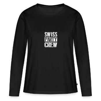 Swiss Party Crew Suisse - T-shirt manches longues Premium bio Femme - noir - Devant - Julia (174cm)