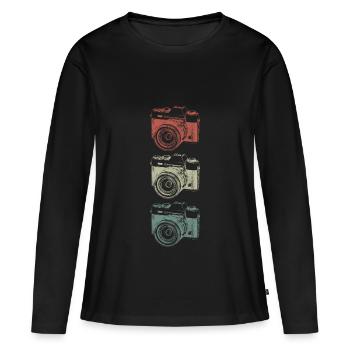Fotografie Fotograf Kamera Fotografieren Geschenk - Frauen Premium Bio Langarmshirt - Schwarz - Vorne - Julia (174cm)