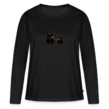 Deux corgis avec de jolis fesses - T-shirt manches longues Premium bio Femme - noir - Devant - Julia (174cm)