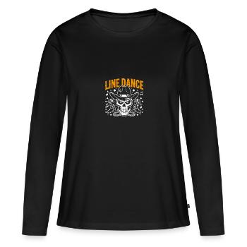 Crâne de danse en ligne avec stetson et bottes et lasso - T-shirt manches longues Premium bio Femme - noir - Devant - Julia (174cm)