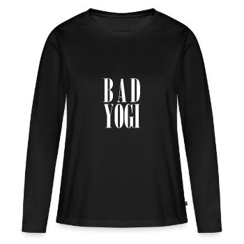 Bad Yogi blanc - T-shirt manches longues Premium bio Femme - noir - Devant - Julia (174cm)