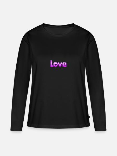 Text Love - Frauen Premium Bio Langarmshirt - Schwarz