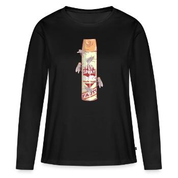 Lustige Dose Fliegenspray - Frauen Premium Bio Langarmshirt - Schwarz - Vorne - Julia (174cm)