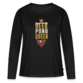 Beerpong Queen - équipe de boisson - T-shirt manches longues Premium bio Femme - noir - Devant - Julia (174cm)