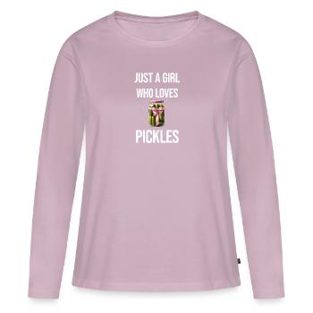 Just A Girl Who Loves Pickles - Pickle Lover - Frauen Premium Bio Langarmshirt - Altrosa - Vorne - Julia (174cm)