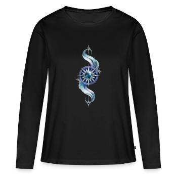 Boussole mystique avec pierre précieuse bleue pour - T-shirt manches longues Premium bio Femme - noir - Devant - Julia (174cm)