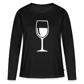 Verre de vin Cadeau de vin Black Grapevine - T-shirt manches longues Premium bio Femme - noir - Devant - Julia (174cm)