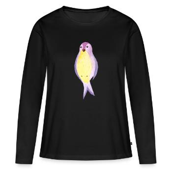 Aquarelle hirondelle - T-shirt manches longues Premium bio Femme - noir - Devant - Julia (174cm)