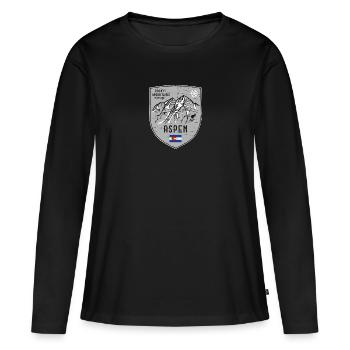 Aspen Maroon Bells USA Coat of Arms - Women's Premium Organic Long Sleeve Shirt - black - Front - Julia (174cm)