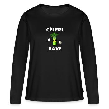 céleri rave - T-shirt manches longues Premium bio Femme - noir - Devant - Julia (174cm)