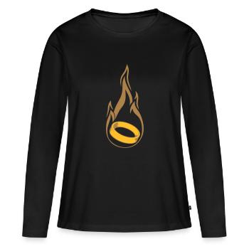 heiss brennen feuer flamme fackel heiraten ring ho - Frauen Premium Bio Langarmshirt - Schwarz - Vorne - Julia (174cm)