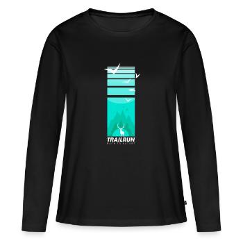 Trailrun Wilderness Deer - Women's Premium Organic Long Sleeve Shirt - black - Front - Julia (174cm)