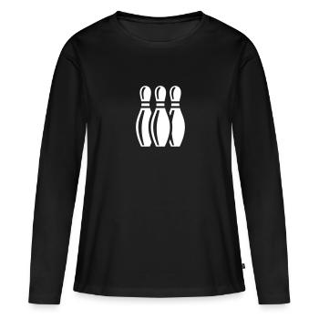 Bowling quilles - T-shirt manches longues Premium bio Femme - noir - Devant - Julia (174cm)