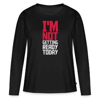 ne pas se préparer aujourd’hui - T-shirt manches longues Premium bio Femme - noir - Devant - Julia (174cm)