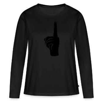 Haut Pointage du doigt - T-shirt manches longues Premium bio Femme - noir - Devant - Julia (174cm)