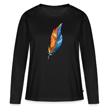 Plume - T-shirt manches longues Premium bio Femme - noir - Devant - Julia (174cm)