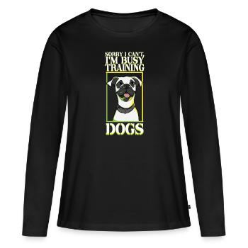 Citation ironique de l'école d'obéissance pour - T-shirt manches longues Premium bio Femme - noir - Devant - Julia (174cm)