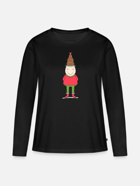 wichtel stehend - Frauen Premium Bio Langarmshirt - Schwarz