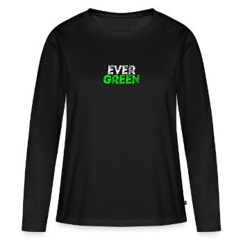 Idée cadeau à feuilles persistantes - T-shirt manches longues Premium bio Femme - noir - Devant - Julia (174cm)