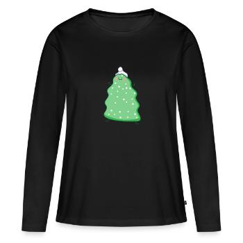 Drôle Sapin Sapin - T-shirt manches longues Premium bio Femme - noir - Devant - Julia (174cm)