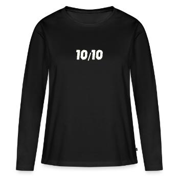 10/10 dix sur dix 10 idée cadeau 10 sur 10 - T-shirt manches longues Premium bio Femme - noir - Devant - Julia (174cm)