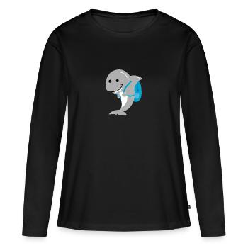 Hai sac à dos école - T-shirt manches longues Premium bio Femme - noir - Devant - Julia (174cm)