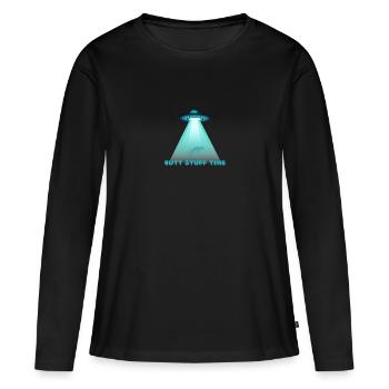 Funny UFO Abduction Human Experiments - Frauen Premium Bio Langarmshirt - Schwarz - Vorne - Julia (174cm)