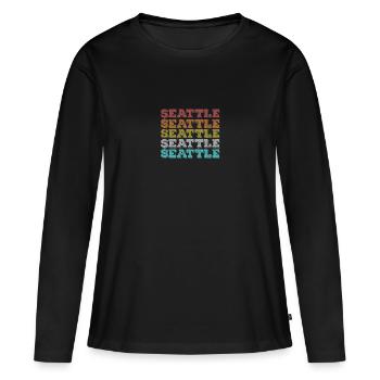 Seattle Rétro - T-shirt manches longues Premium bio Femme - noir - Devant - Julia (174cm)