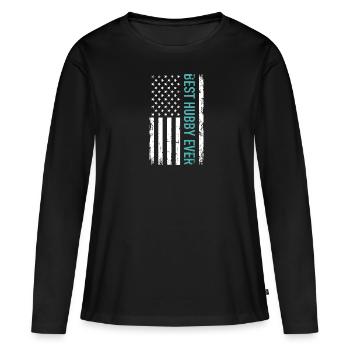 Ehemann - Frauen Premium Bio Langarmshirt - Schwarz - Vorne - Julia (174cm)