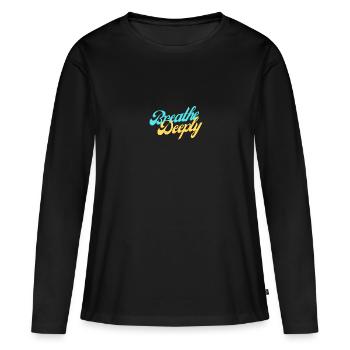Respirez profondément - T-shirt manches longues Premium bio Femme - noir - Devant - Julia (174cm)