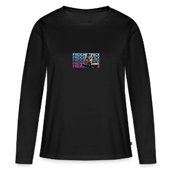 Camionneur Diesel Big Rig Semi-Remorque Camion Chauffeur - T-shirt manches longues Premium bio Femme - noir - Devant - Julia (174cm)