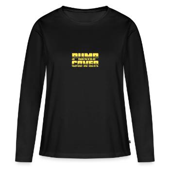 Couvercle de pompe Musculation Haltérophile Salle de gym - T-shirt manches longues Premium bio Femme - noir - Devant - Julia (174cm)