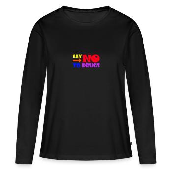 Rétro dit non aux drogues - T-shirt manches longues Premium bio Femme - noir - Devant - Julia (174cm)