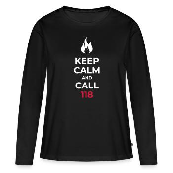 Restez calme et appelez le 118 numéro d'urgence suisse - T-shirt manches longues Premium bio Femme - noir - Devant - Julia (174cm)