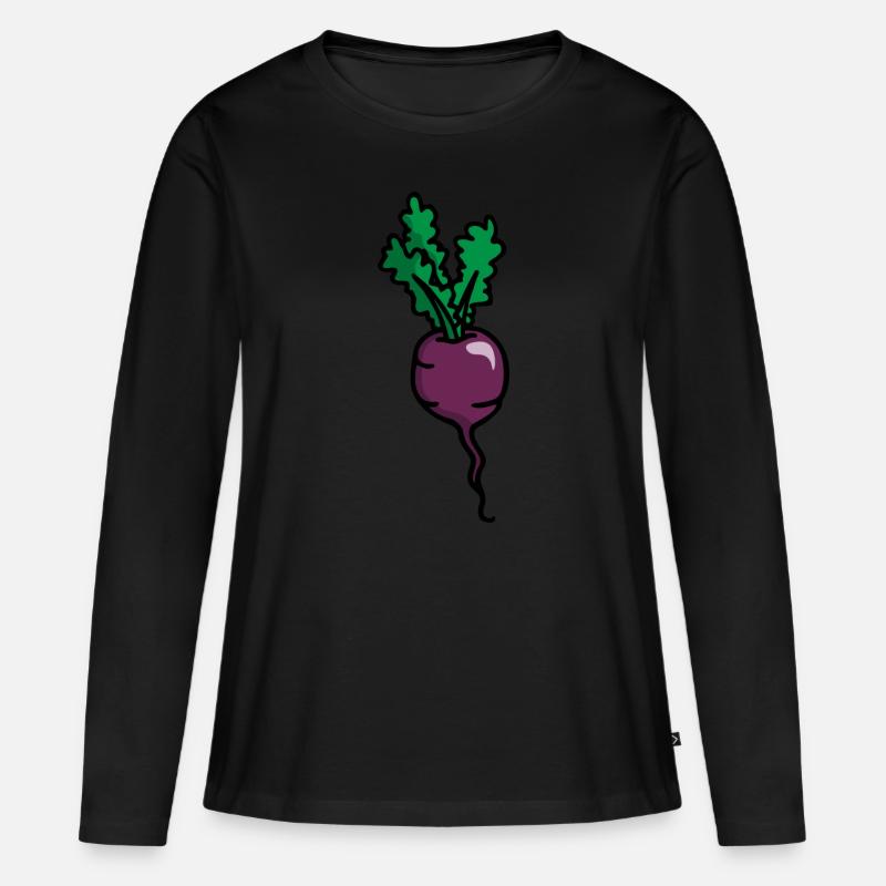 Radieschen Rote Beete Radish beetroot betterave - Frauen Premium Bio Langarmshirt - Schwarz