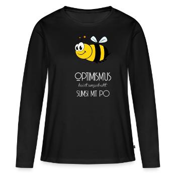 Abeille gross - Optimisme - Sumsi avec po blanc - T-shirt manches longues Premium bio Femme - noir - Devant - Julia (174cm)