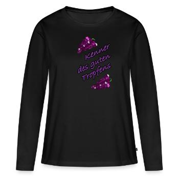 Connaisseur de la bonne goutte de vigne - T-shirt manches longues Premium bio Femme - noir - Devant - Julia (174cm)