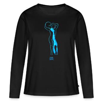 Verseau - T-shirt manches longues Premium bio Femme - noir - Devant - Julia (174cm)