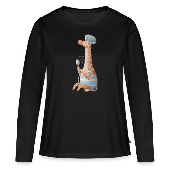 Nette Giraffe die eine Dusche nimmt mit Badehaube - Frauen Premium Bio Langarmshirt - Schwarz - Vorne - Julia (174cm)