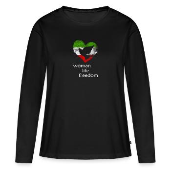 woman life freedom - Frauen Premium Bio Langarmshirt - Schwarz - Vorne - Julia (174cm)